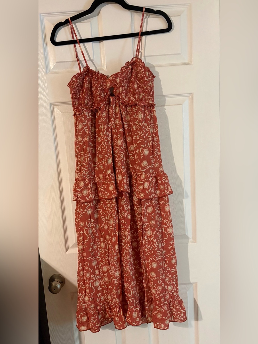 Trixxi Rust Floral Maxi Dress with Cream Print